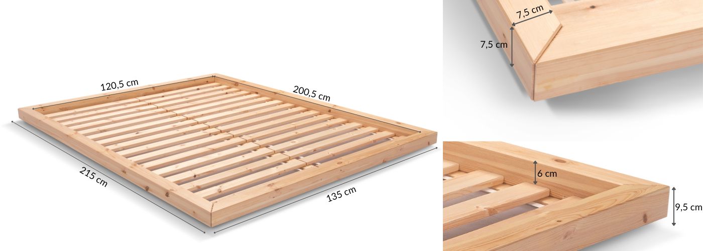 Wymiary Łóżko Futon Zen 120cm