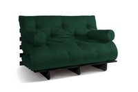 Sofa Bed Futon 140x200 - Slim Comfort Black - Pascall Bottle Green
