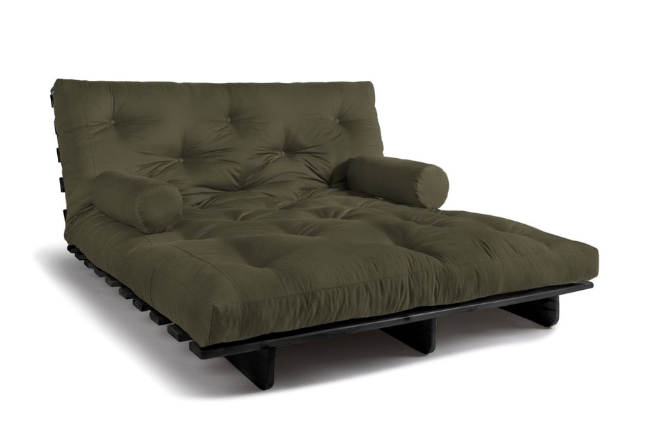 Sofa Bed Futon 160x200 - Slim Exclusive Black - Pascall Khaki