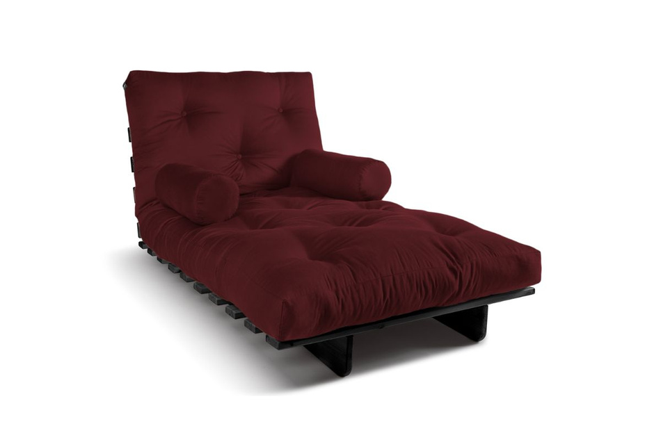 Sofa Bed Futon 90x200 - Slim Comfort Black - Pascall Burgundy