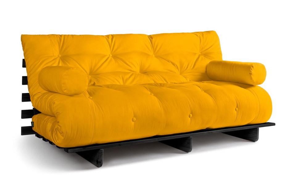 Sofa Bed Futon 180x200 - Slim Basic Black - Pascall Yellow