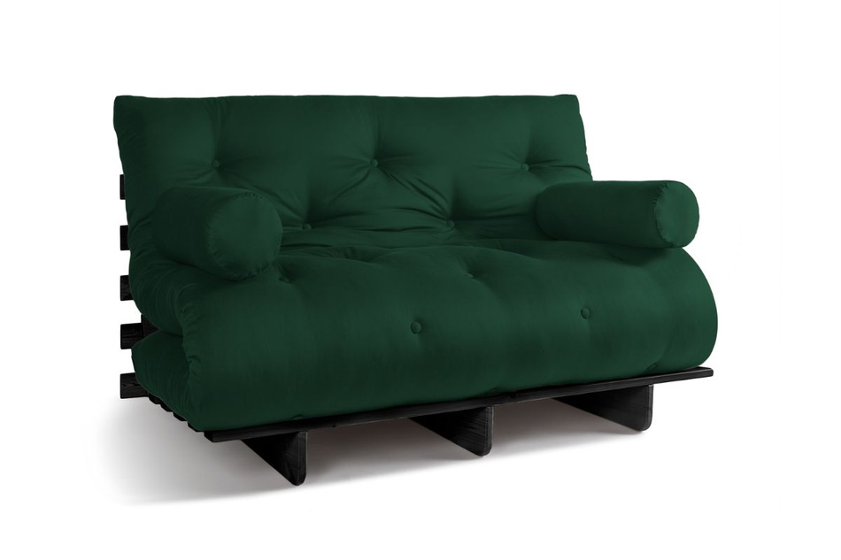 Sofa Bed Futon 140x200 - Slim Comfort Black - Pascall Bottle Green