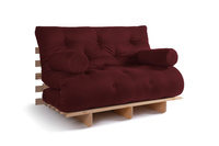 Sofa Bed Futon 120x200 - Slim Basic Classic - Pascall Burgundy