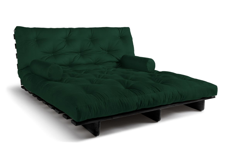 Sofa Bed Futon 180x200 - Slim Comfort Black - Pascall Bottle Green