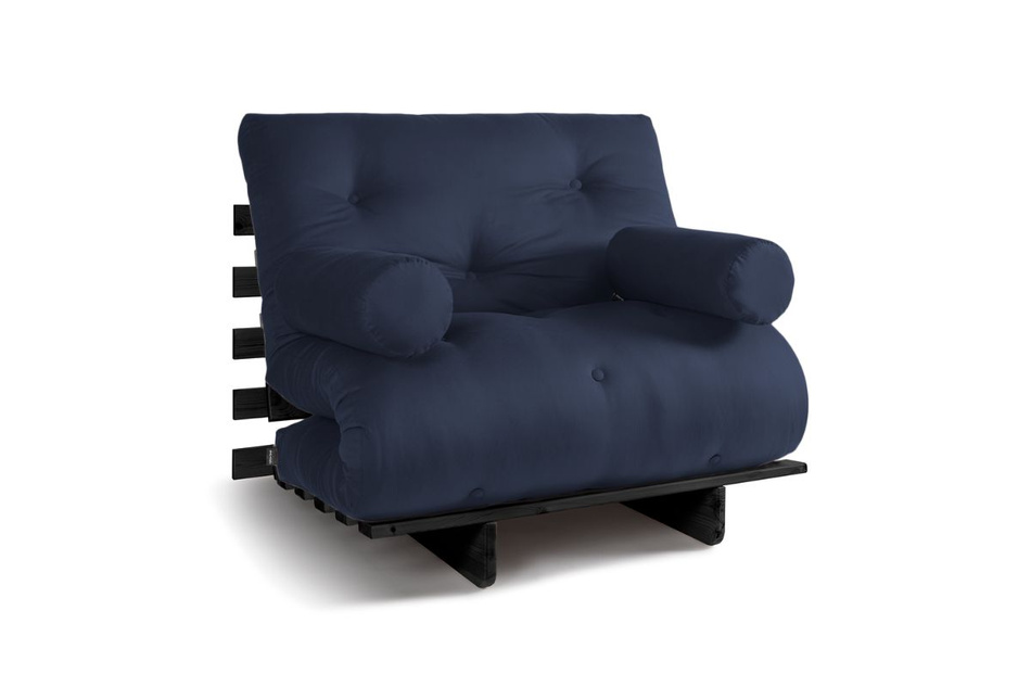 Sofa Bed Futon 90x200 - Slim Basic Black - Pascall Navy Blue