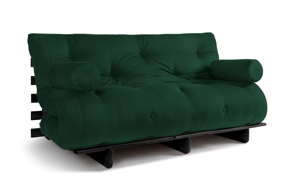 Sofa Bed Futon 160x200 - Slim Exclusive Black - Pascall Bottle Green