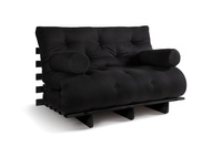 Sofa Bed Futon 120x200 - Slim Comfort Black - Pascall Black