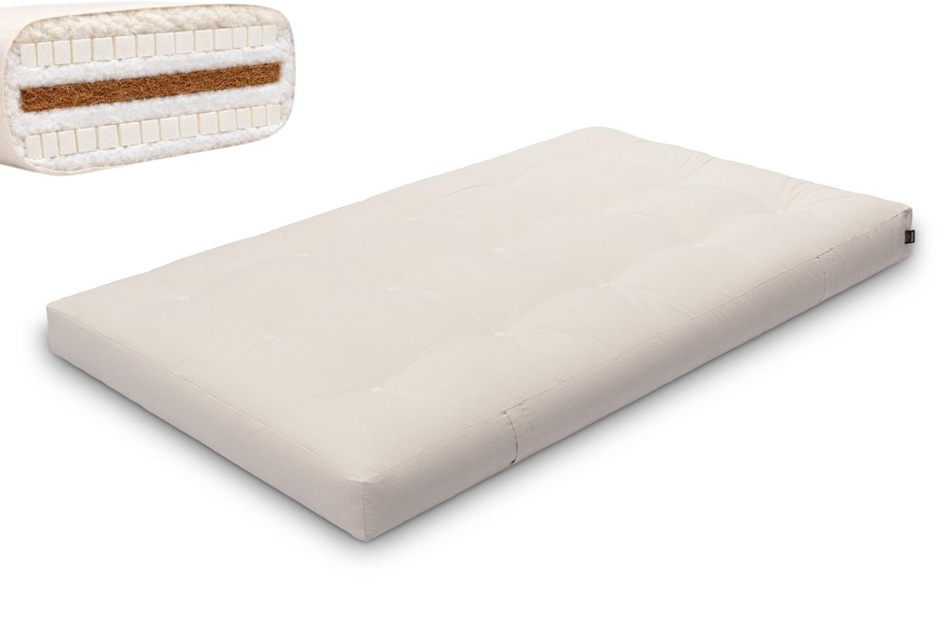 Futon Mattress 120x200 with wool, coconut and 2x latex - Comfort Wool - Pascall Ecru