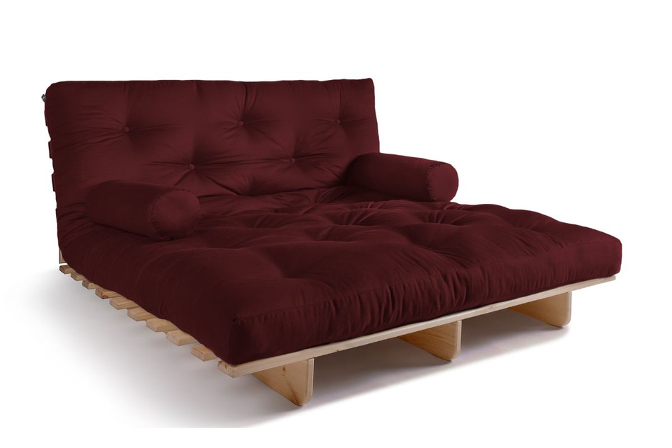 Sofa Bed Futon 140x200 - Slim Comfort Classic - Pascall Burgundy