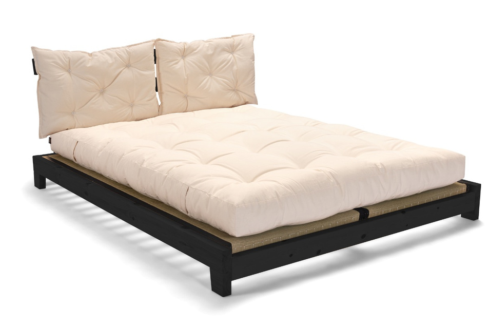 Wooden Bed 140x200 - Aisha Exclusive Black Tatami - Pascall