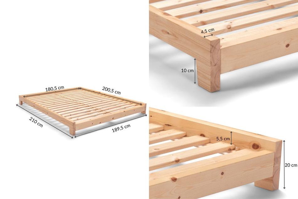 Wooden Bed 180x200 - Aisha Basic Natura - Pascall