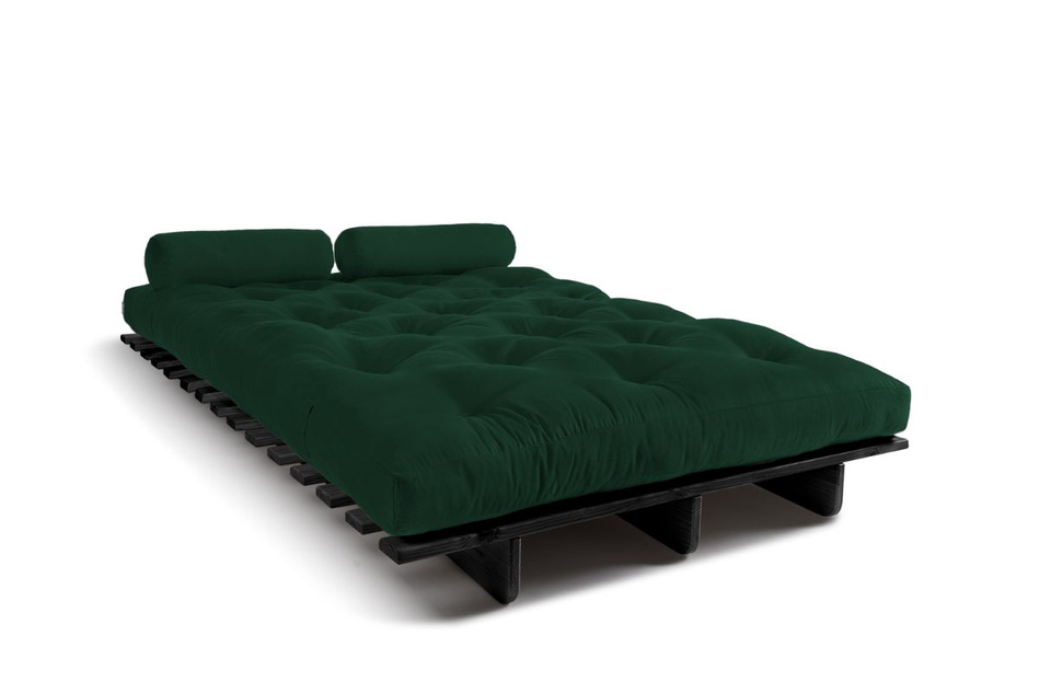 Sofa Bed Futon 120x200 - Slim Basic Black - Pascall Bottle Green