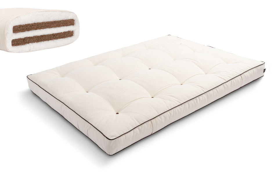 Futon Mattress 120x200 with coconut - Medium Duo Coco - Pascall Kedro Ecru