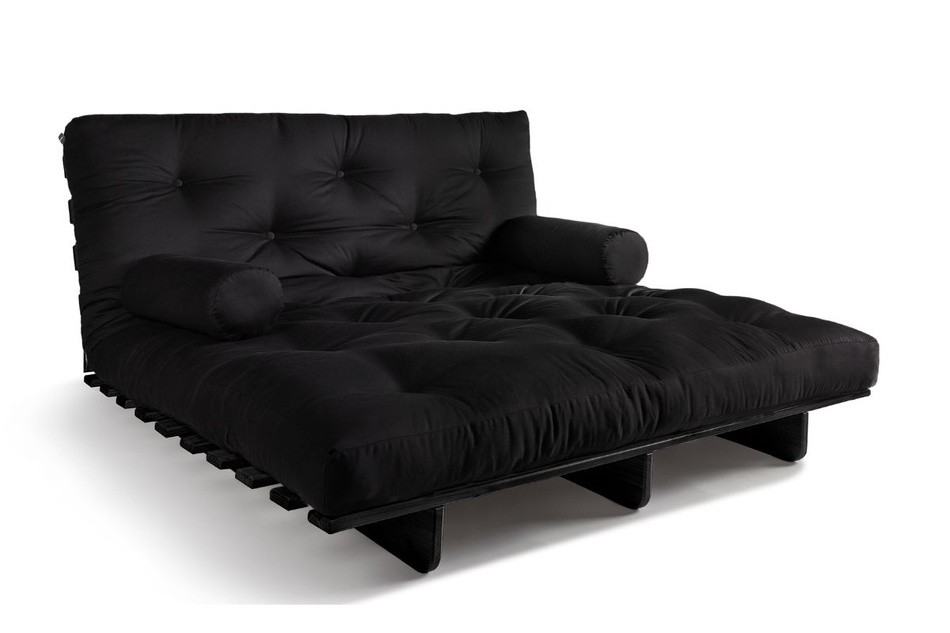 Sofa Bed Futon 140x200 - Slim Exclusive Black - Pascall Black