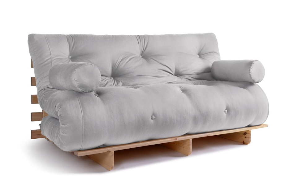 Sofa Bed Futon 160x200 - Slim Basic Classic - Pascall Light Grey