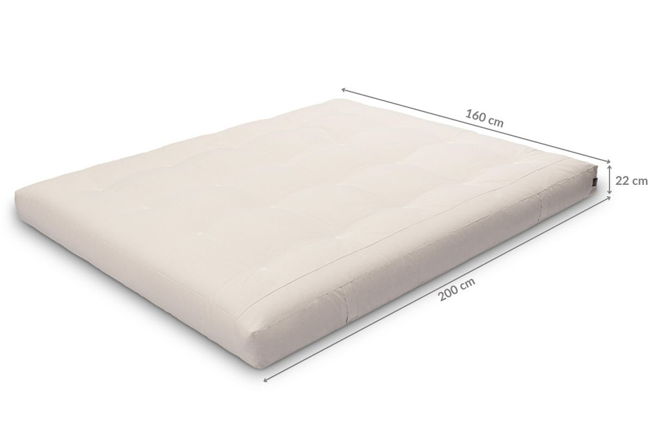 Futon Mattress 160x200 with latex and 2x coconut - Comfort Relax Hard - Pascall Grey