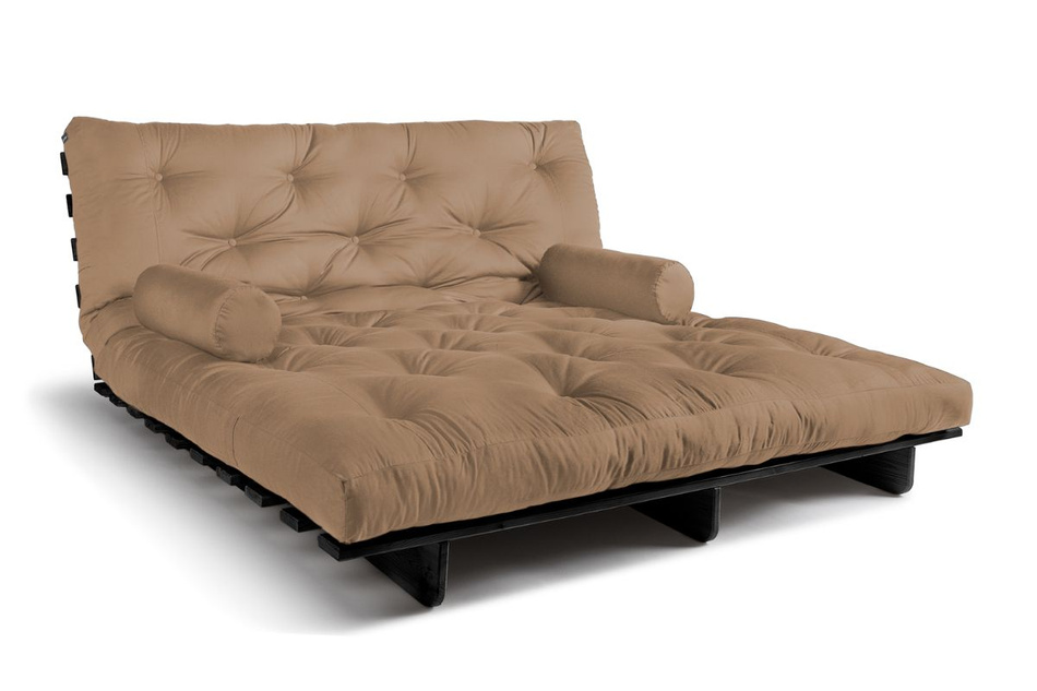 Sofa Bed Futon 180x200 - Slim Basic Black - Pascall Beige