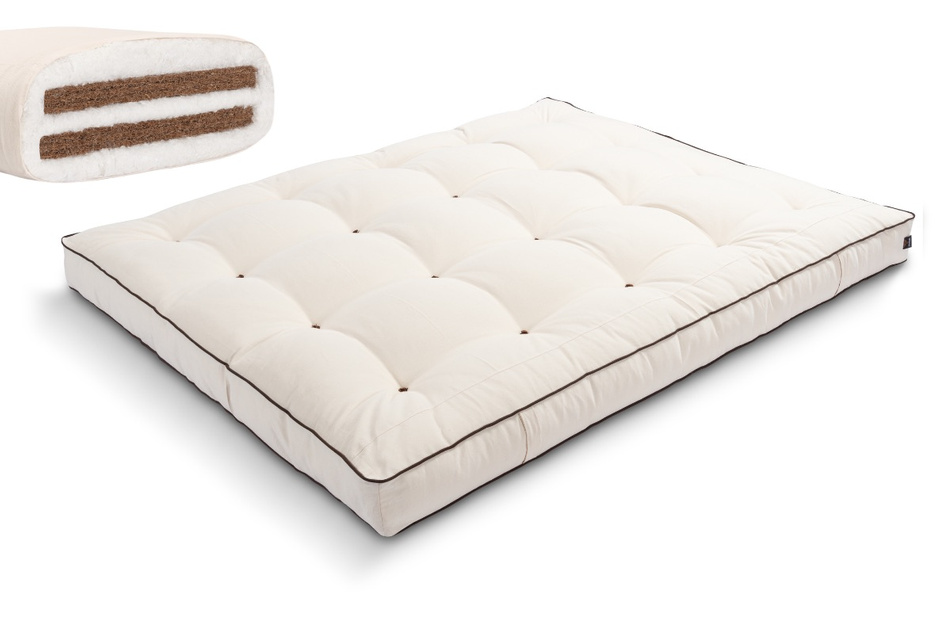 Futon Mattress 180x200 with coconut - Medium Duo Coco - Pascall Kedro Ecru