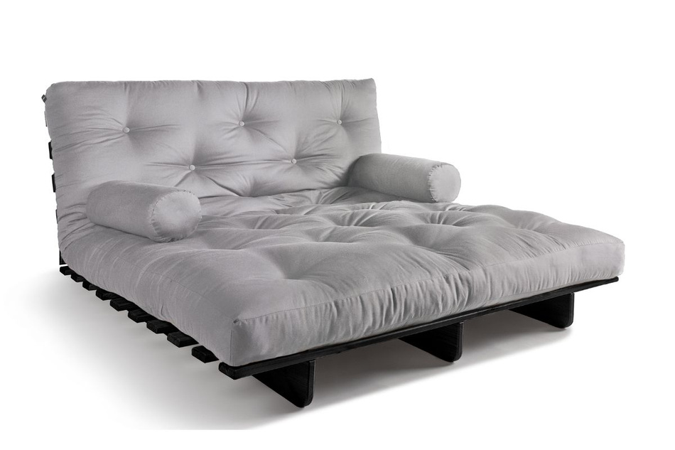 Sofa Bed Futon 140x200 - Slim Basic Black - Pascall Light Grey