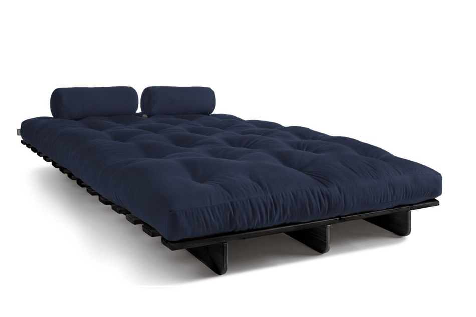 Sofa Bed Futon 140x200 - Slim Basic Black - Pascall Navy Blue