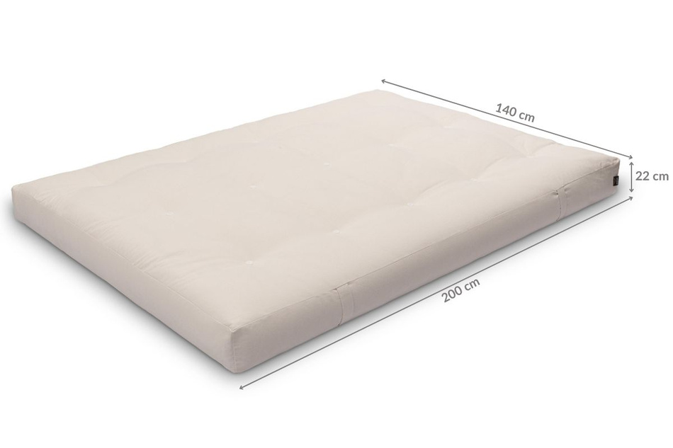 Futon Mattress 160x200 with wool, coconut and 2x latex - Comfort Wool - Pascall Grey