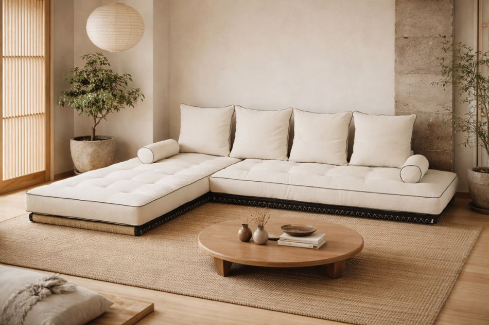 Corner Sofa Tatami Medium Coco Kedro 70x200 - Pascall Futon Ecru