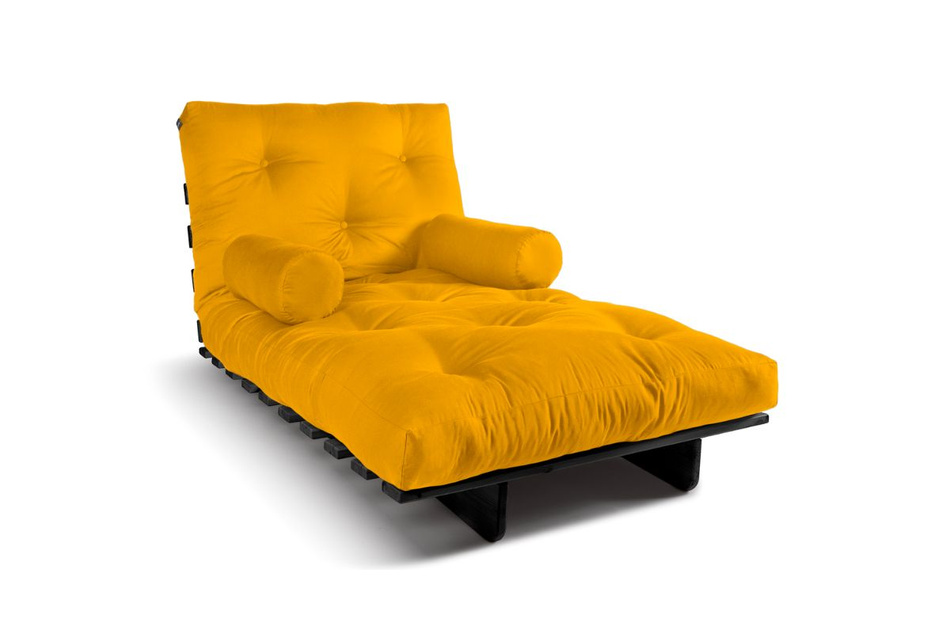 Sofa Bed Futon 90x200 - Slim Exclusive Black - Pascall Yellow
