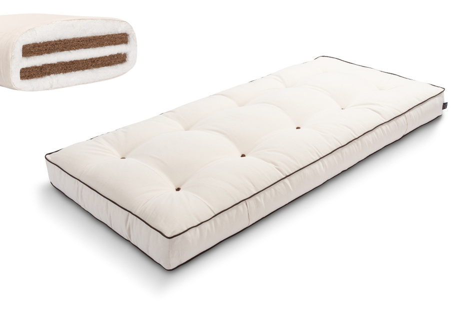 Futon Mattress 90x200 with coconut - Medium Duo Coco - Pascall Kedro Ecru