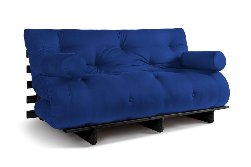 Sofa Bed Futon 160x200 - Slim Basic Black - Pascall Blue