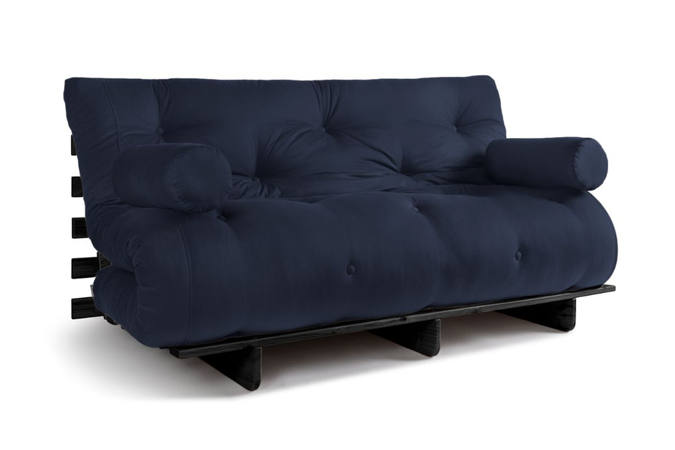 Sofa Bed Futon 160x200 - Slim Comfort Black - Pascall Navy Blue