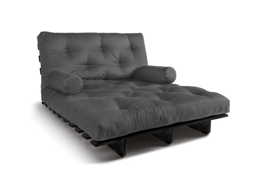 Sofa Bed Futon 120x200 - Slim Basic Black - Pascall Grey