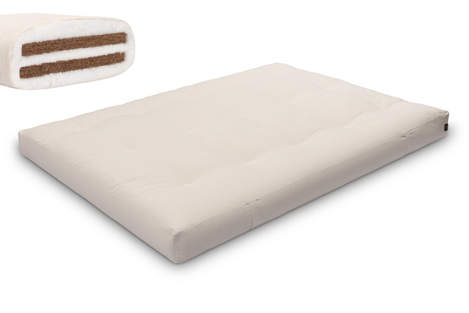 Futon Mattress 140x200 with coconut - Medium Duo Coco - Pascall Ecru