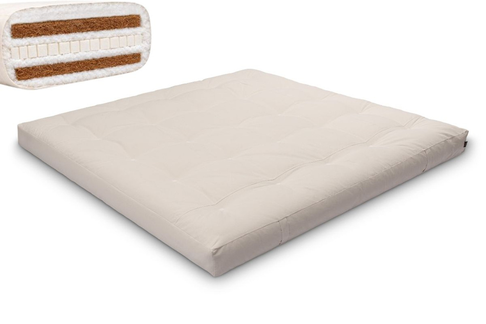 Futon Mattress 200x200 with latex and 2x coconut - Comfort Relax Hard - Pascall Ecru