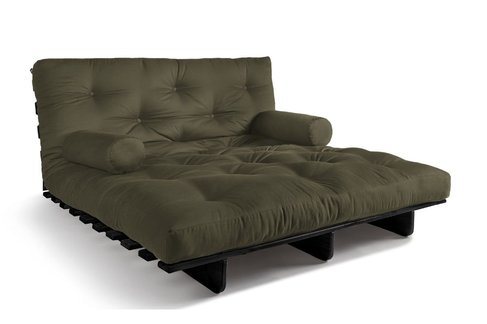 Sofa Bed Futon 140x200 - Slim Basic Black - Pascall Khaki