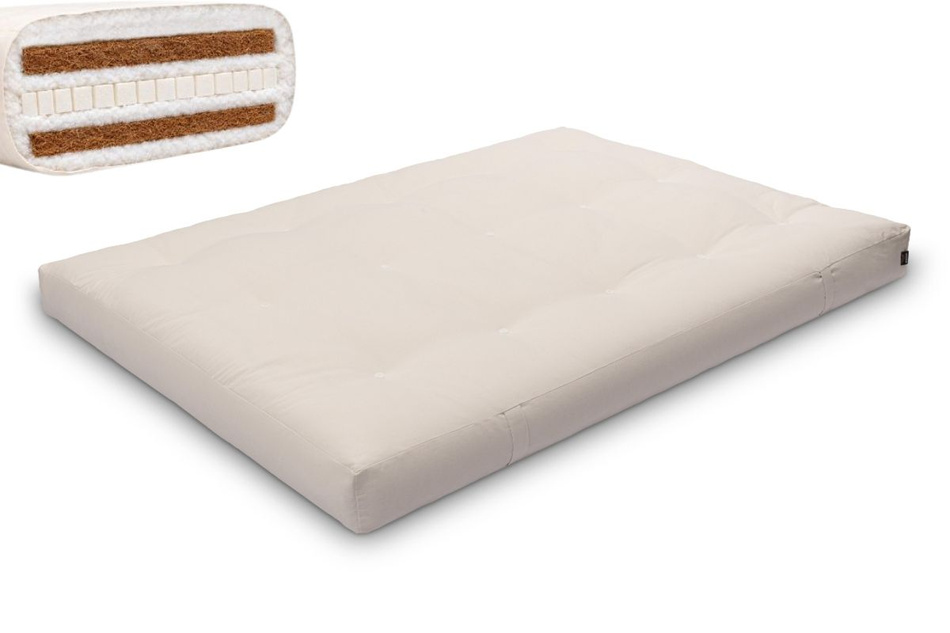 Futon Mattress 140x200 with latex and 2x coconut - Comfort Relax Hard - Pascall Ecru