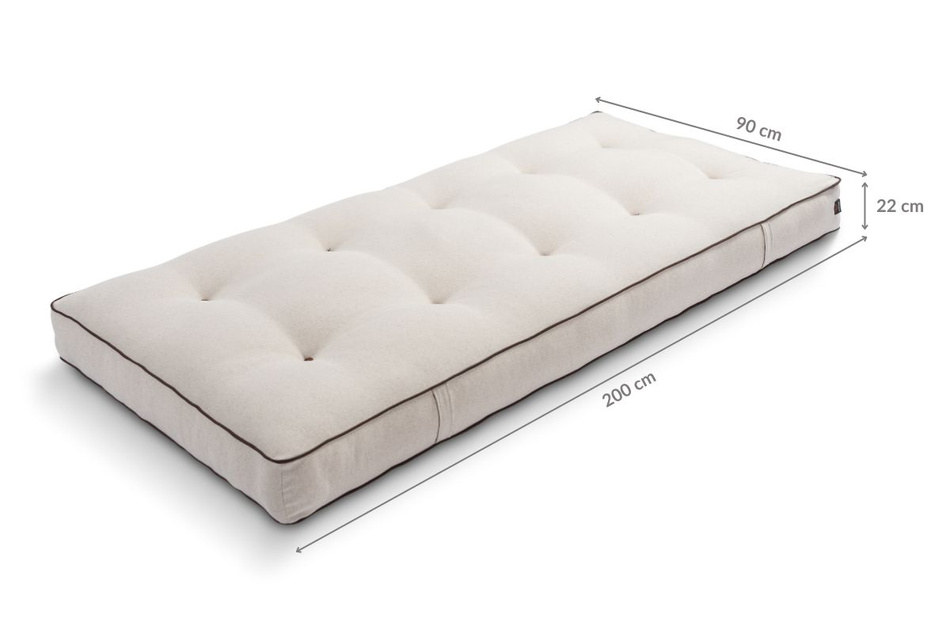 Futon Mattress 90x200 with wool, latex and 2x coconut - Comfort Wool Hard - Pascall Kedro Linen