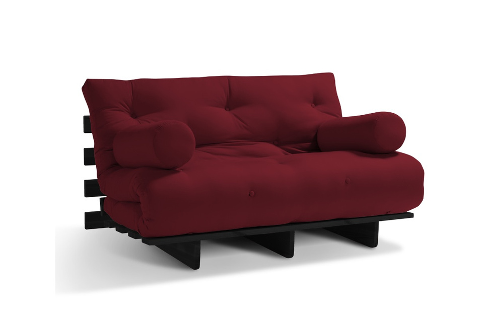 Sofa Bed Futon 120x200 - Slim Basic Black - Pascall Burgundy