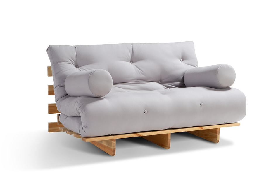 Sofa Bed Futon 120x200 - Slim Exclusive Classic - Pascall Light Grey