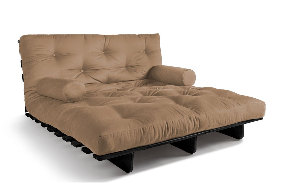 Sofa Bed Futon 140x200 - Slim Basic Black - Pascall Beige
