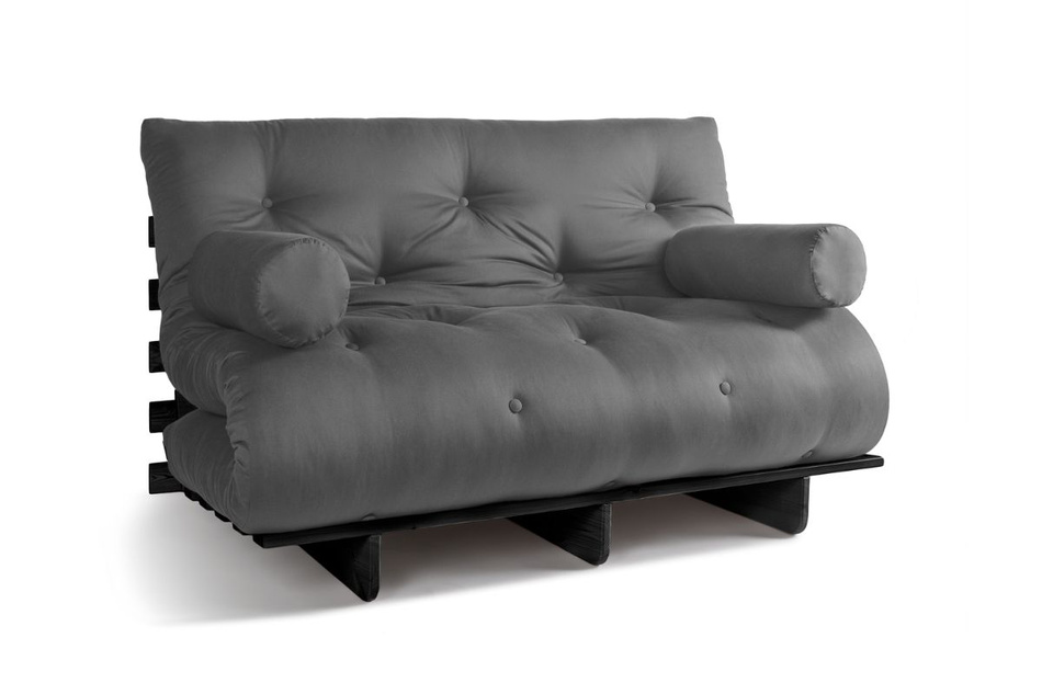 Sofa Bed Futon 140x200 - Slim Basic Black - Pascall Grey