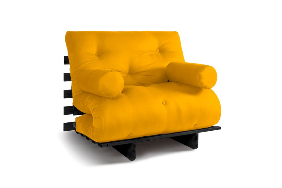 Sofa Bed Futon 90x200 - Slim Basic Black - Pascall Yellow