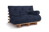 Sofa Bed Futon 120x200 - Slim Comfort Classic - Pascall Navy Blue