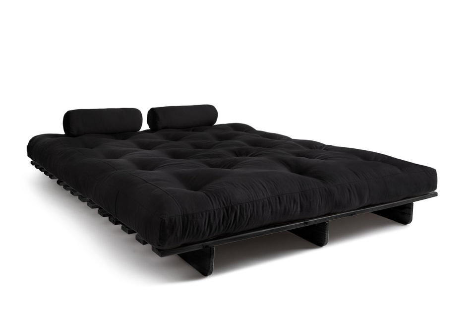 Sofa Bed Futon 160x200 - Slim Comfort Black - Pascall Black