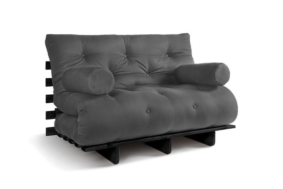 Sofa Bed Futon 120x200 - Slim Comfort Black - Pascall Grey