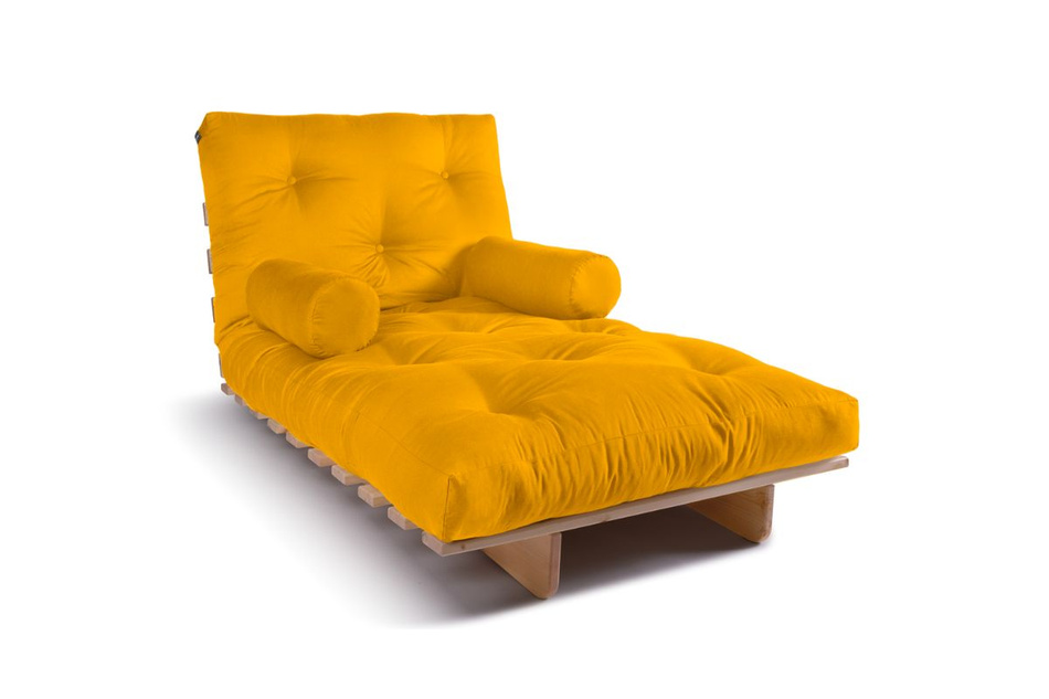 Sofa Bed Futon 90x200 - Slim Comfort Classic - Pascall Yellow