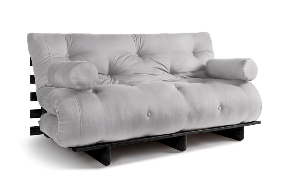 Sofa Bed Futon 160x200 - Slim Basic Black - Pascall Light Grey