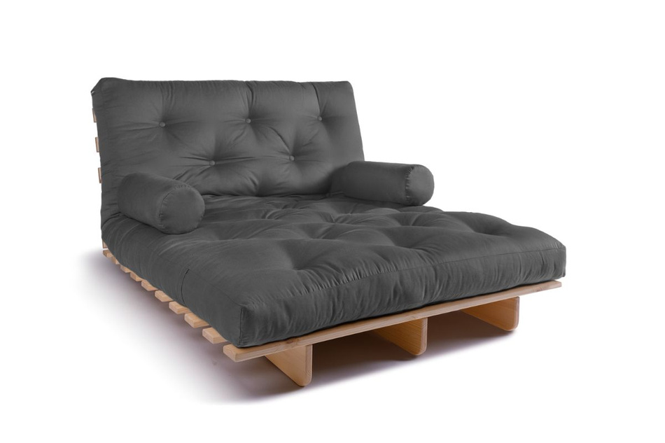 Sofa Bed Futon 120x200 - Slim Basic Classic - Pascall Grey