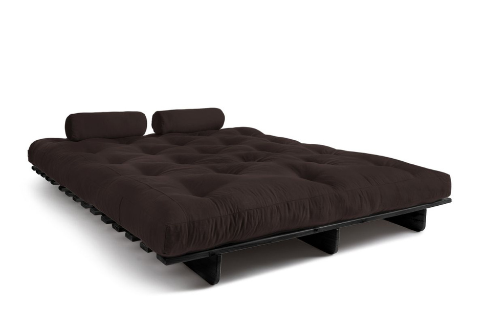 Sofa Bed Futon 160x200 - Slim Basic Black - Pascall Brown