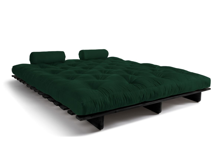 Sofa Bed Futon 180x200 - Slim Comfort Black - Pascall Bottle Green