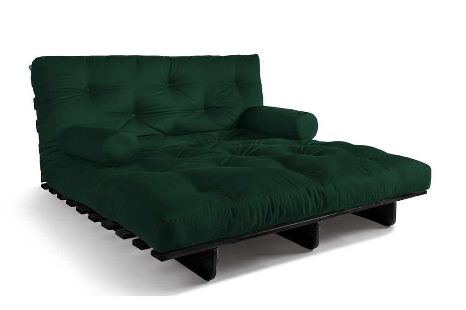 Sofa Bed Futon 140x200 - Slim Comfort Black - Pascall Bottle Green